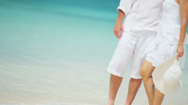 白种人夫妇热带海滩上 — 图库视频影像