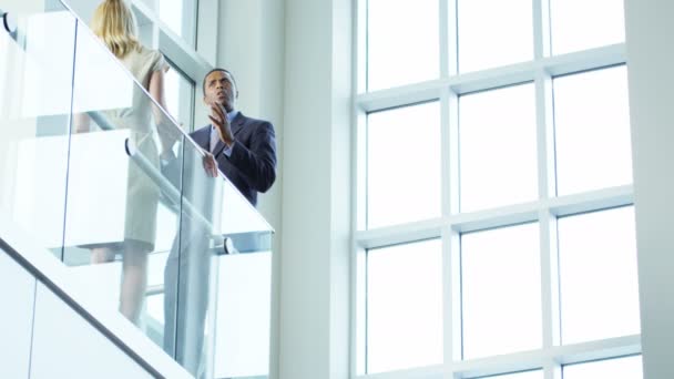 Gente de negocios multiétnicos en el edificio de oficinas — Vídeos de Stock