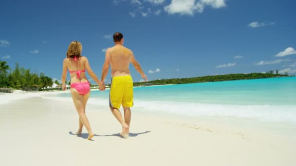 Kaukaski kilka enjoing wakacje na plaży — Wideo stockowe