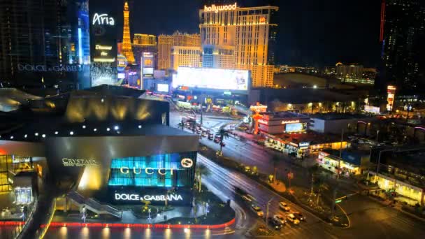 Zeitraffer von las vegas blvd in der Nacht — Stockvideo