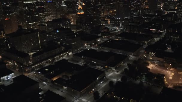 Vista iluminada Edificios de la ciudad San Francisco — Vídeos de Stock