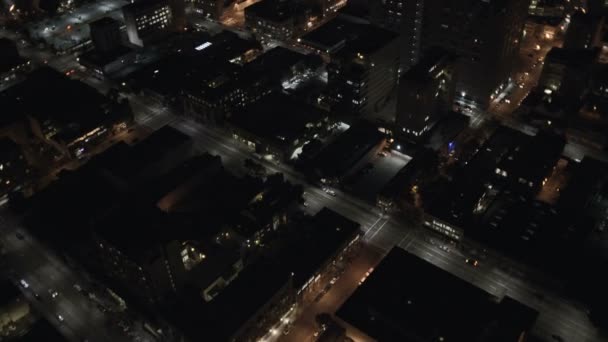 Verlichte weergave stad gebouwen San Francisco — Stockvideo