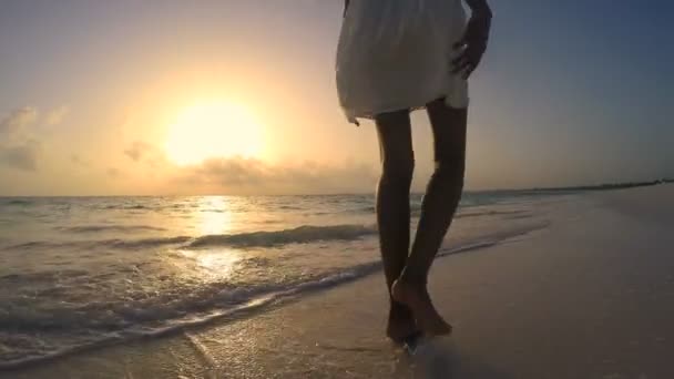 African American girl genieten van vakantie op strand — Stockvideo