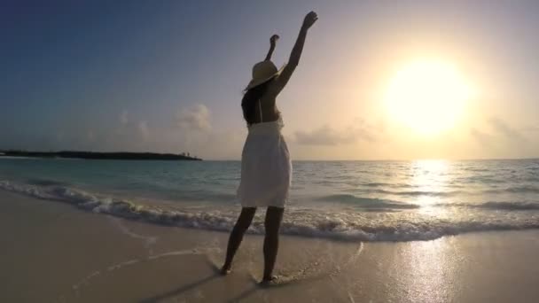 Menina afro-americana na praia tropical — Vídeo de Stock