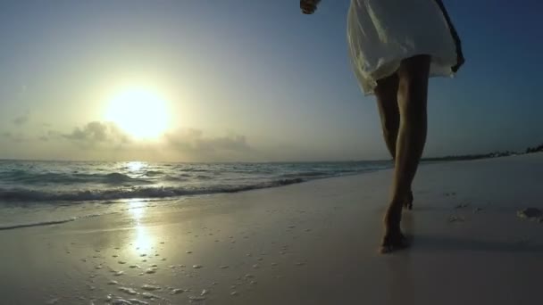 Chica afroamericana disfrutando de vacaciones en la playa — Vídeo de stock