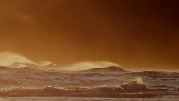 Por do sol sobre as ondas do oceano Pacífico no Havaí — Vídeo de Stock