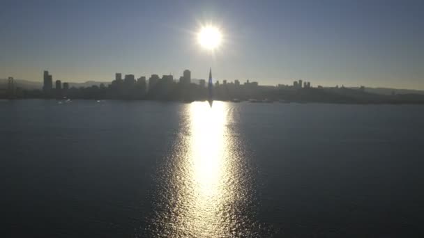 Vista aérea do pôr do sol Porto de São Francisco — Vídeo de Stock