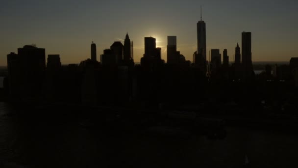 Vista aérea de Nueva York al atardecer — Vídeos de Stock