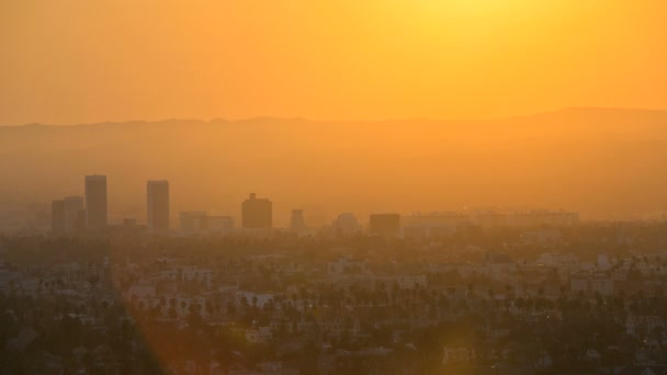 Los Ángeles atardecer a la noche — Vídeo de stock