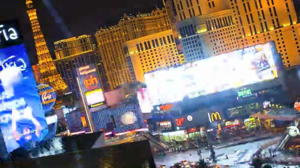 Waktu berlalu dari Las Vegas Boulevard di malam hari — Stok Video