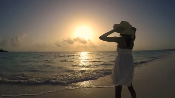 African American girl op tropisch strand — Stockvideo