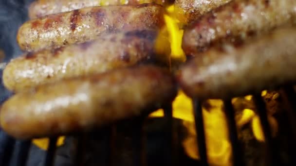 Fleischwurst vom Grill — Stockvideo