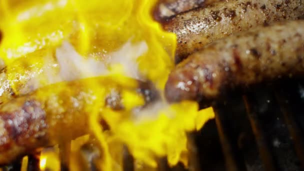 Grilled meat sausages — Stock Video