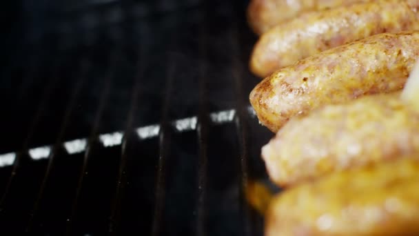 Grilled meat sausages — Stock Video