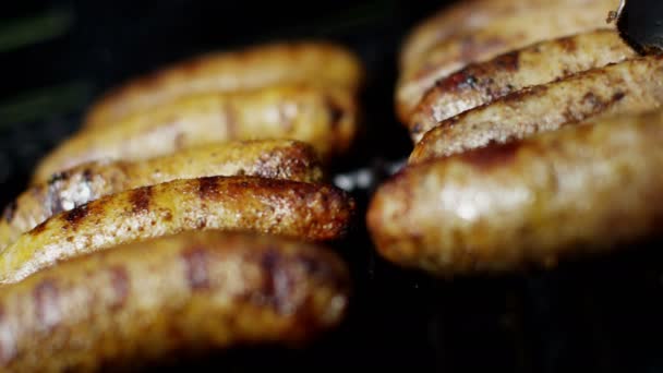 Grilled meat sausages — Stock Video