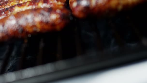 Grilled meat sausages — Stock Video