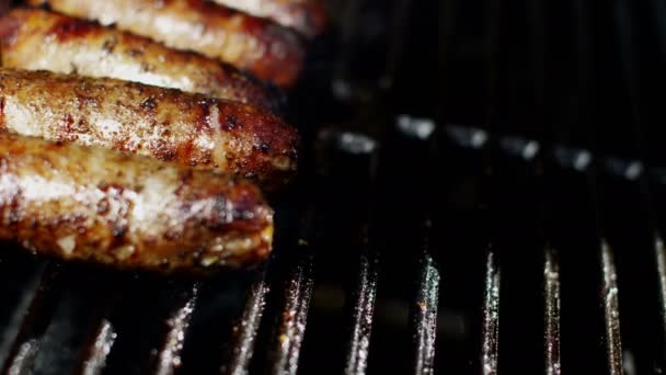 Grilled meat sausages — Stock Video