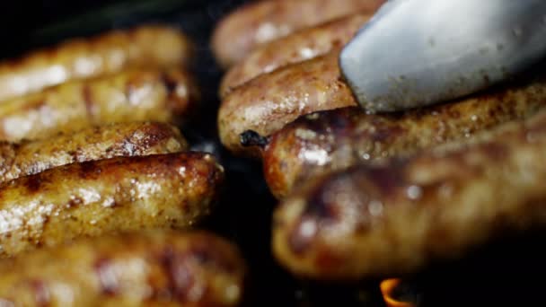 Grilled meat sausages — Stock Video