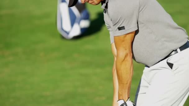Professionele golfspeler tijdens de training — Stockvideo