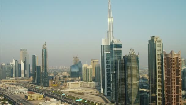 Vista aérea del horizonte de la ciudad de dubai — Vídeo de stock