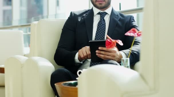 Businessman using digital tablet — Stock Video