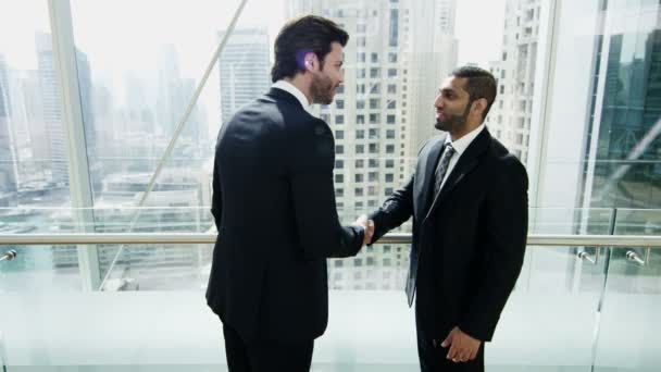 Businessmen meeting in Dubai modern office building — 비디오