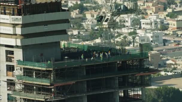 Construction site with high cranes in Dubai — Stock Video