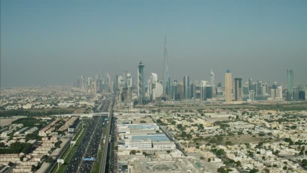 Ciudad aérea de Dubai Skyline — Vídeos de Stock
