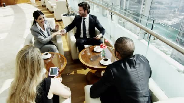 Business team having meeting in Dubai office building — Stok video