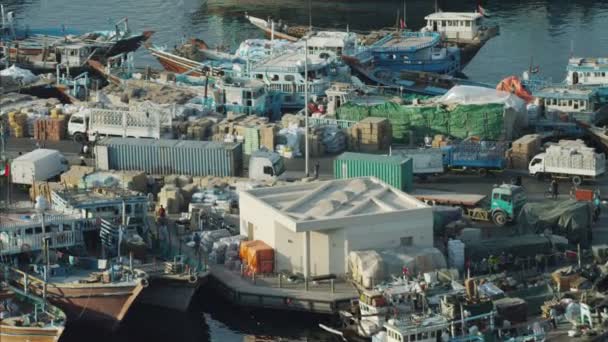 Vista aérea do Dubai Creek Waterfront — Vídeo de Stock