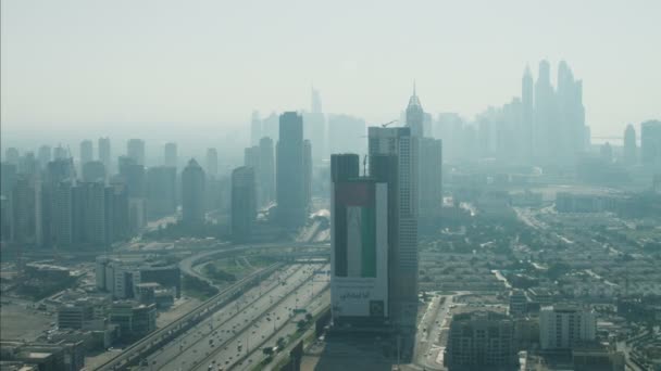 Vista aérea del horizonte de la ciudad de dubai — Vídeos de Stock