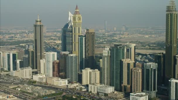 Letecký pohled na panorama města Dubai — Stock video