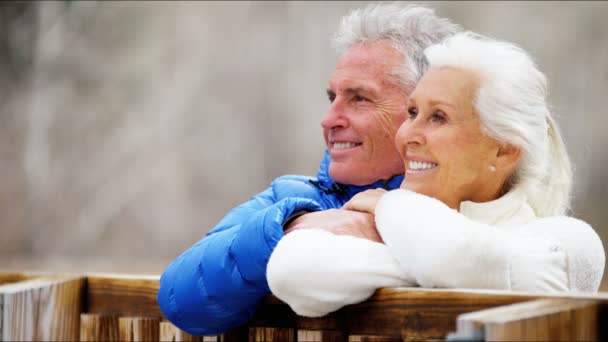 Senior couple enjoying winter vacation — Stock Video