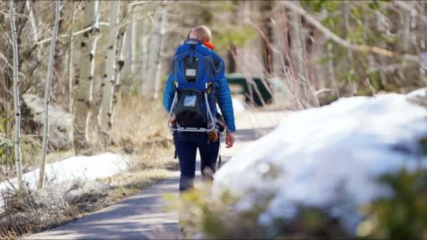 Madre con figlio godendo passeggiata nel parco — Video Stock