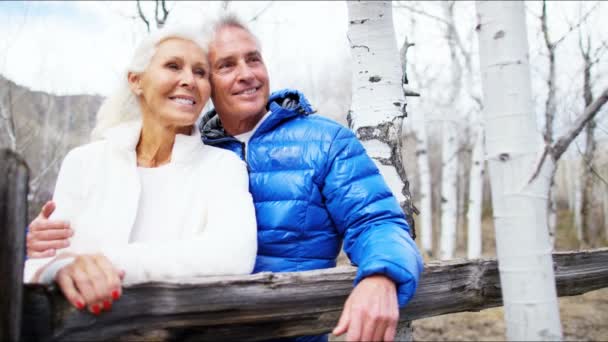 Couple de personnes âgées profitant des vacances d'hiver — Video