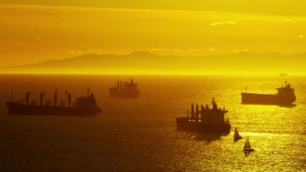 Navios de carga no porto de Vancouver — Vídeo de Stock