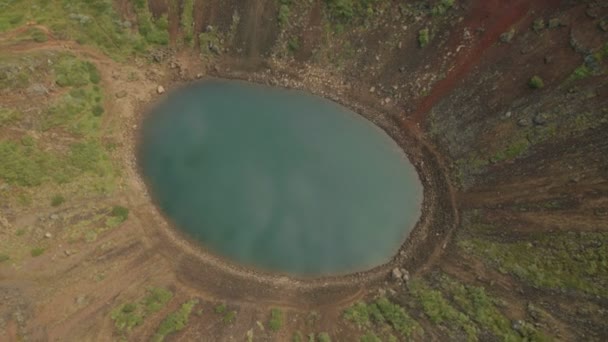 Kerid Crater Lake an extinct volcano — Stock Video