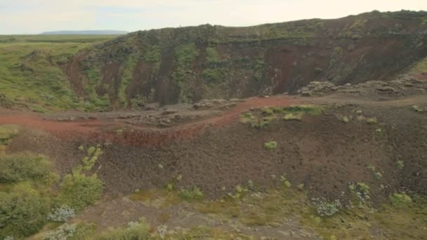 Kerid Crater Lake an extinct volcano — Stock Video