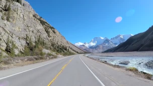 Berg rivier op Icefields Parkway — Stockvideo