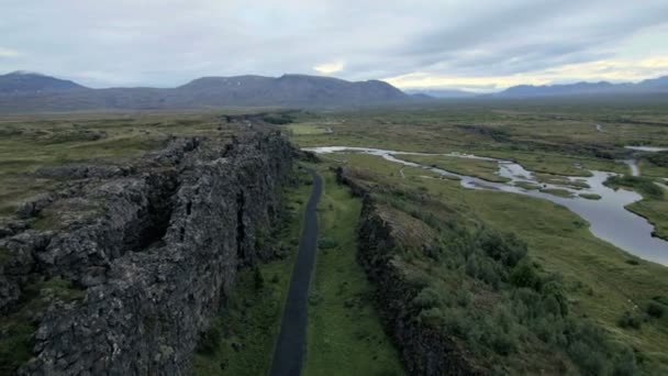 Rift zonplanerar av Thingvellir, Island — Stockvideo