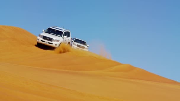 Off Road voertuigen op woestijn Safari — Stockvideo