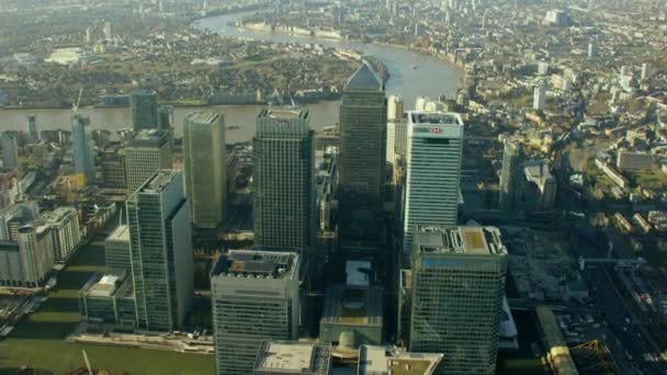 Buildings in Canary Wharf, London — Stock Video
