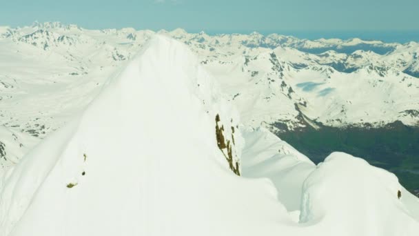 Snötäckta bergstoppar, Alaska — Stockvideo