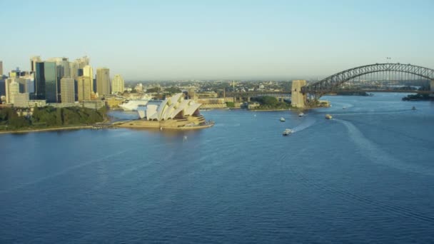 Stadtbild von Sydney bei Sonnenaufgang — Stockvideo