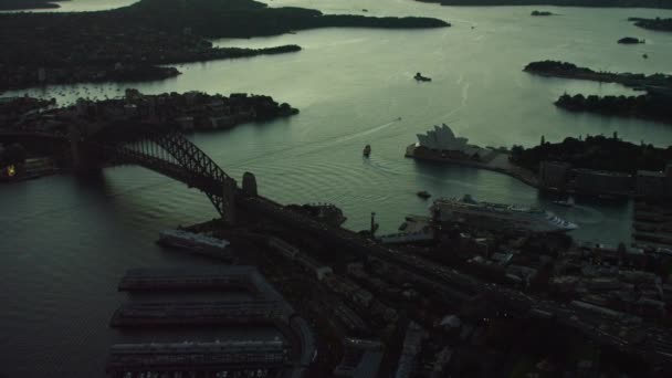 Vista del amanecer del puente del puerto de Sydney — Vídeo de stock