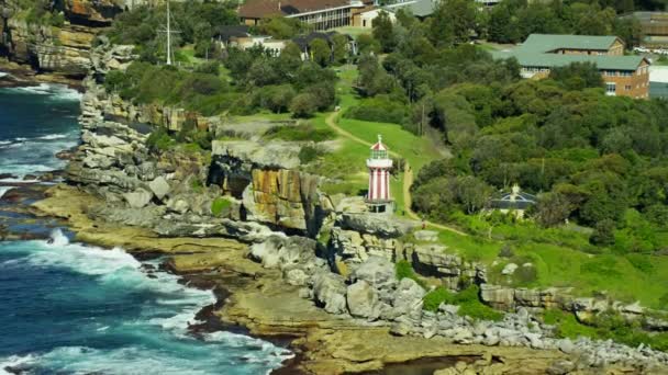 Hornby Lighthouse and Watsons Bay headland — Stock Video