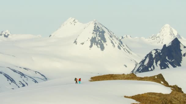 Klimmen team op Alaska gebergte — Stockvideo