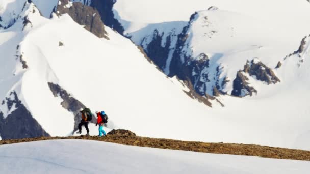 Climbing team on Alaska mountain range — Stock Video