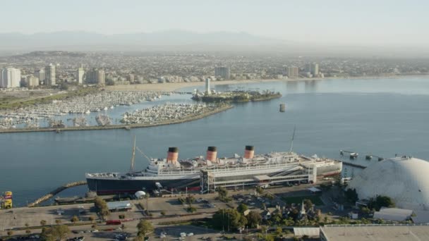 Gemisi Queen Mary, Long Beach — Stok video