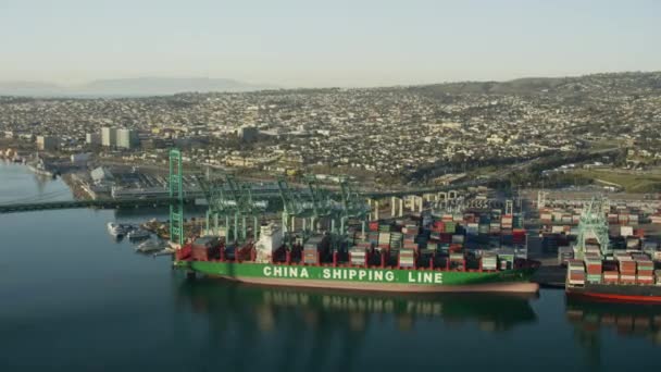 Navios porta-contentores em Terminal Island — Vídeo de Stock